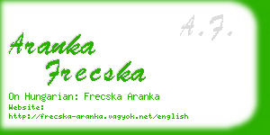 aranka frecska business card